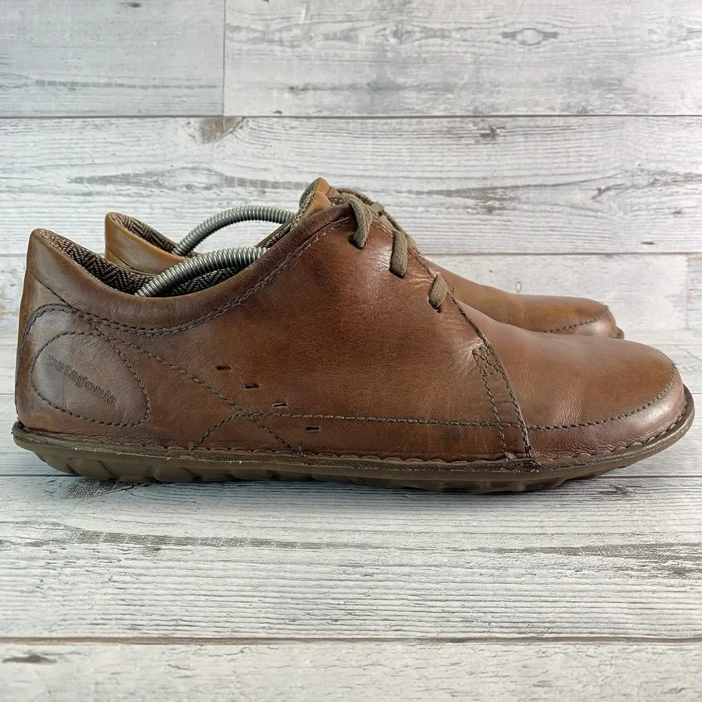 Patagonia Loulu Shoes Mens 12 Brown Walnut Leather Barefoot Minimalist Sneakers